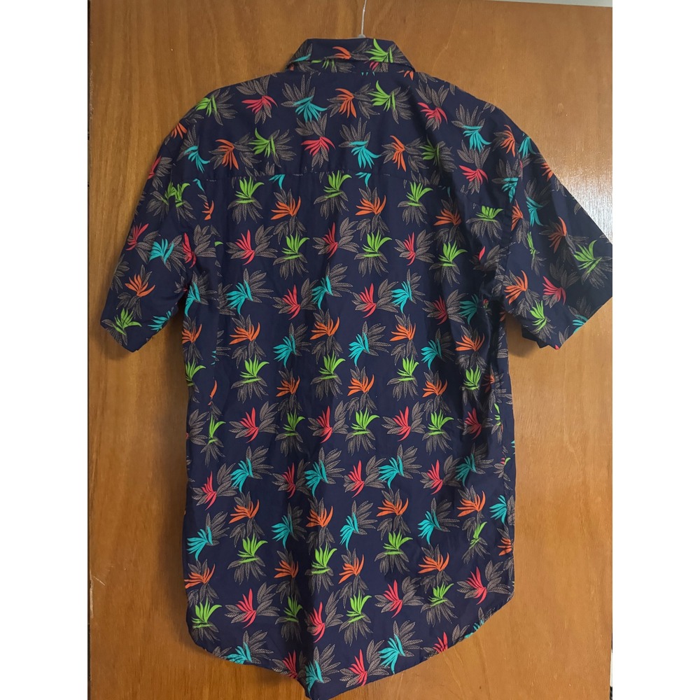 Mizumi Couture Mens XL Modern Fit Tropical Leaf Print Cotton Button Down Shirt - Picture 3 of 6